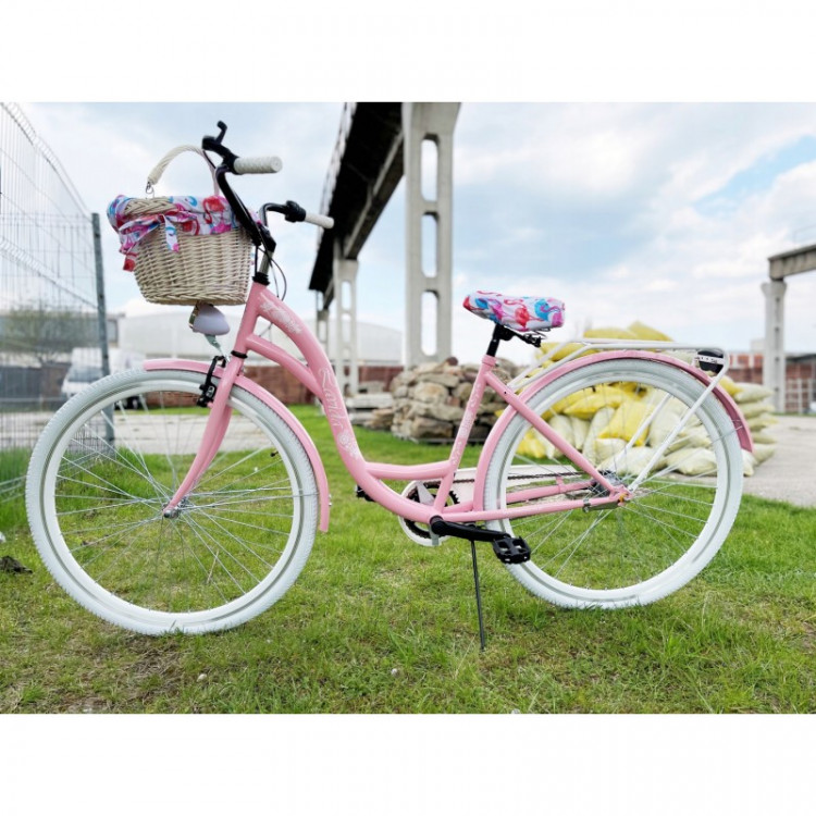 Retro bicykel Lavida 28" 3-prevodový Rúžový - biele kolesá